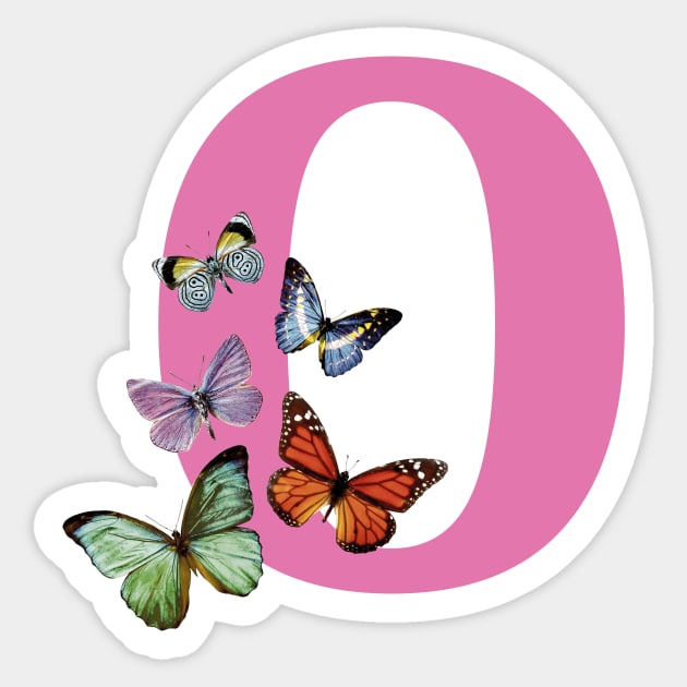 Letter pink O with colorful butterflies Sticker by ColorsHappiness